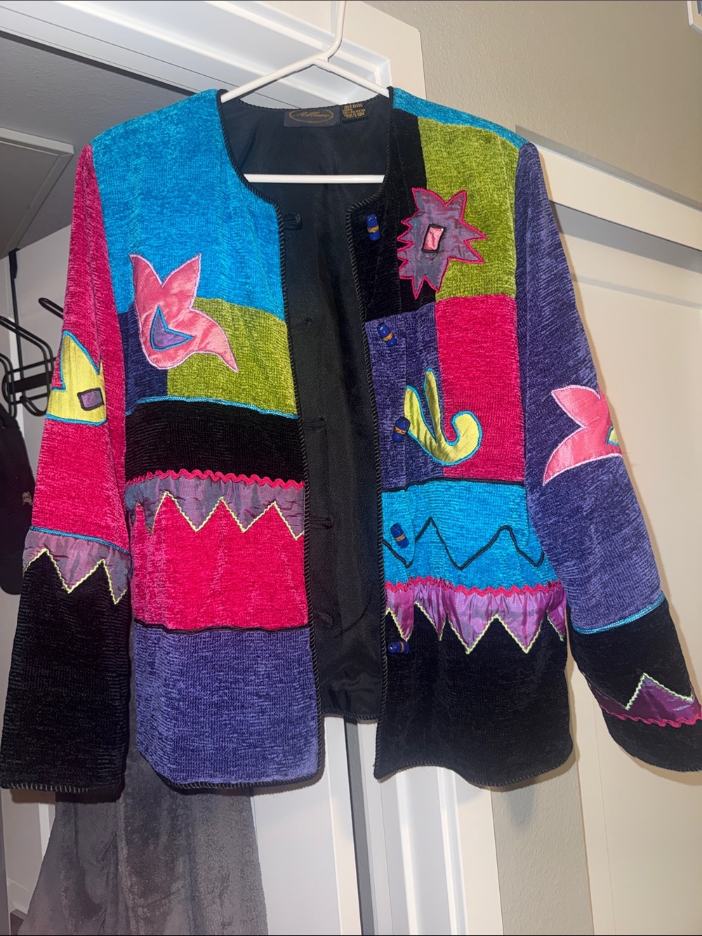 Allure Multicolor Patchwork Floral Velvet Jacket